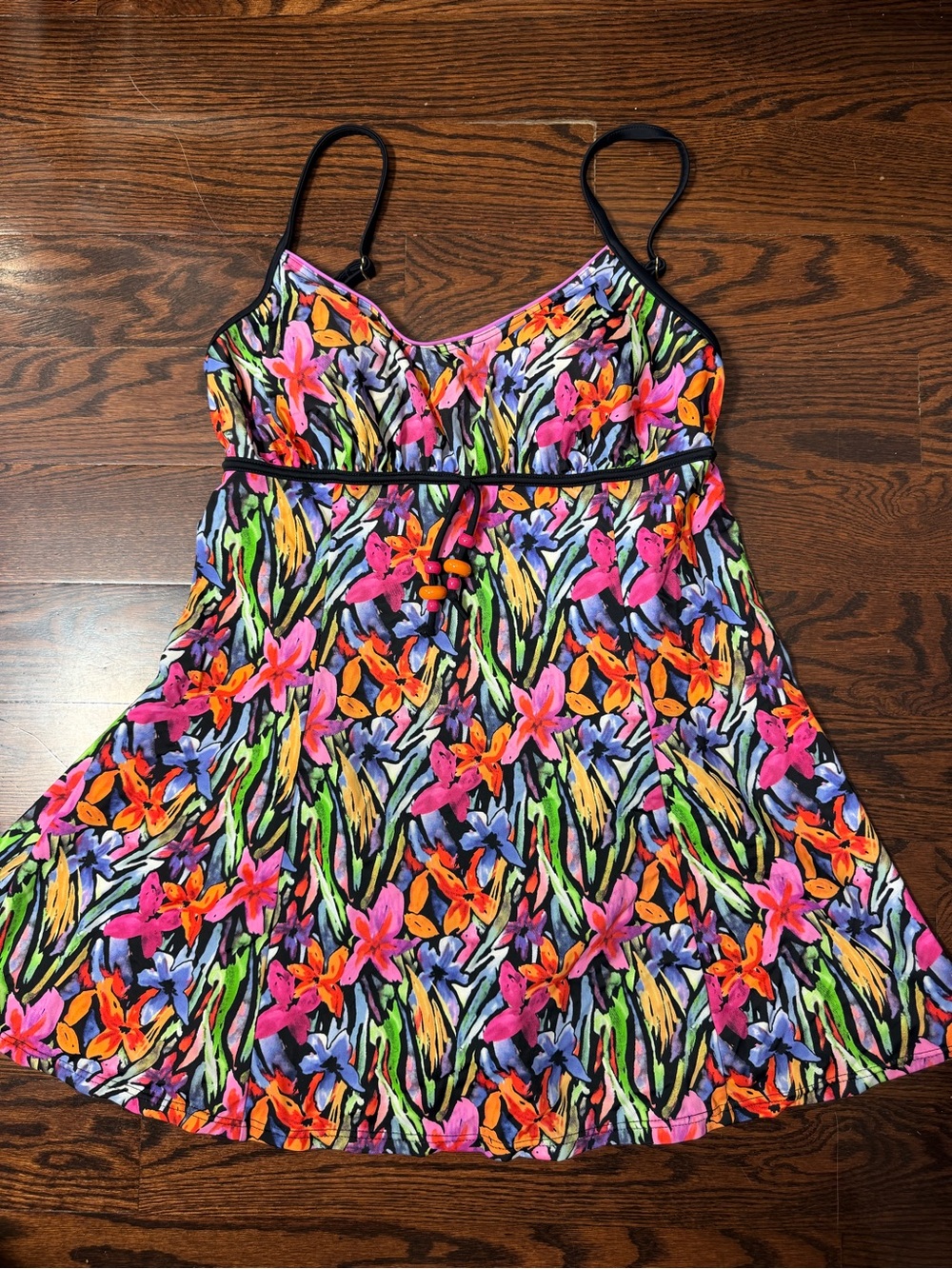 Fit 4U Great Lengths Swim Womens Size 8 Tropical Floral Tummy Control Swimdress
